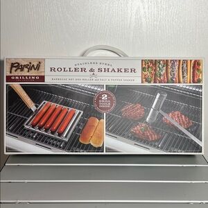 Parini Stainless Steel BBQ Hot Dog Roller and Salt & Pepper Shaker Set